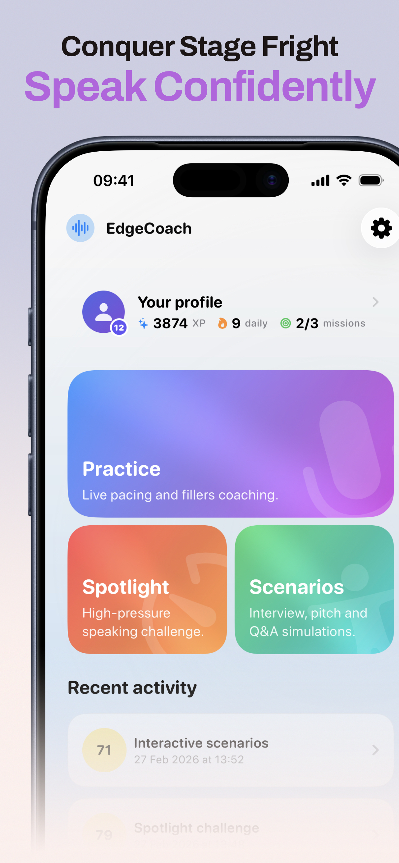 EdgeCoach home screen